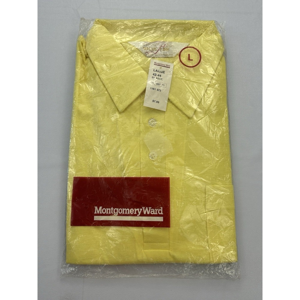 Vintage Montgomery Ward Value Line Polo Shirt Large 42-44 Yellow NOS Deadstock